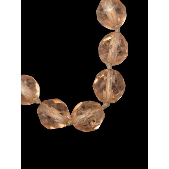 Vintage Czech Faceted Glass Bead Necklace Rhinestone Box Clasp 1940s -50s - Picture 4 of 6